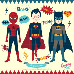 Superhero Party Digital Vector Clip art / Super Hero Boys Clipart ...