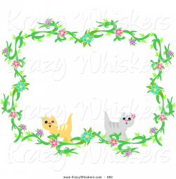 Critter Clipart of a Floral Vine and Cat Border by bpearth - #662
