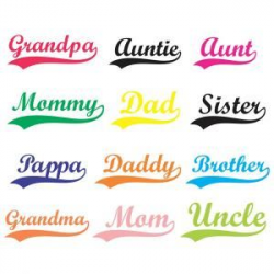 Sports Tail Family Names Tag with Grandpa, Auntie, Aunt, Mommy, Dad ...