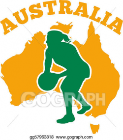 Stock Illustration - Netball player passing ball with map of ...