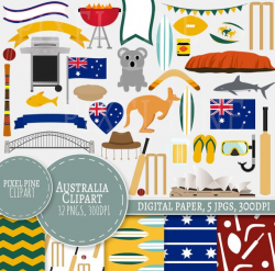 Australia Clipart, Aussie themed clipart, 33 PNGs, 5 Aussie Digital ...