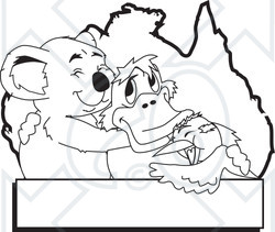Clipart Black And White Aussie Koala Hugging A Platypus And ...