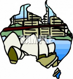 A Map of Australia and the Sydney Opera House and Harbour Bridge ...