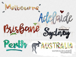 Watercolor Australia Travel Clipart ~ Illustrations ~ Creative Market