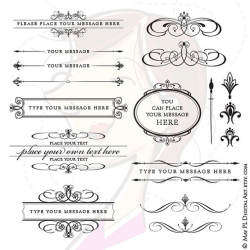 Beautiful Wedding Clipart Calligraphy VECTOR Frame Set for