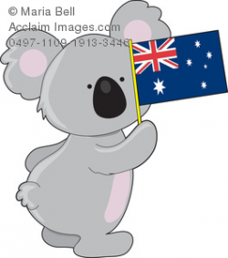 Koala Waving the Australian Flag Clipart Image