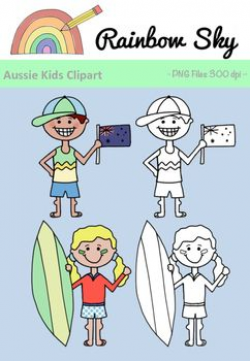 Free Download ** Aussie Kids Clipart Boy holding Australian flag + ...