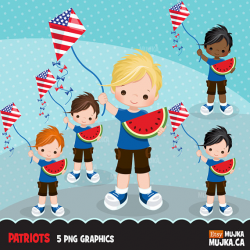 4th of July Clipart. Independence Day Little Boy Graphics