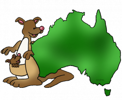 Australia Clip Art by Phillip Martin, Australia Map with Kangaroo