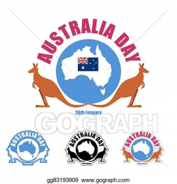Vector Art - Australia day logo for holiday. kangaroo and map of ...