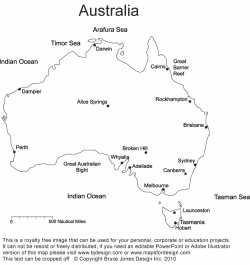 Australia Printable, Blank Maps, Outline Maps • Royalty Free