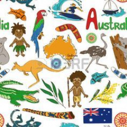 Fun colorful sketch Australia seamless pattern photo | emma ...