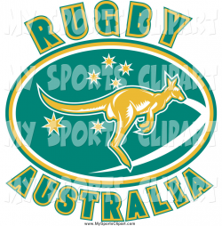 Sports Clip Art of Rugby Australia Text Around a Kangaroo by ...