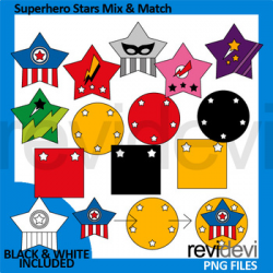 Superhero stars mix and match clipart (teacher author clip art resource)