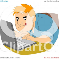 Cartoon Of A Determined Male Author Or Student Typing – Royalty Free ...