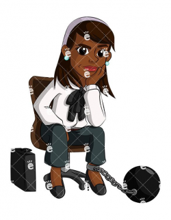 Worried Black Business Woman Chained Vector Cartoon Clipart | Chains ...