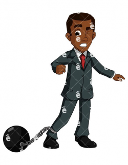 A Discouraged Black Businessman Tied To A Ball And Chain: #abuse ...