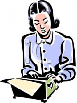 Clipart Image: A Typing Woman