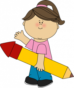 Girl With Pencil Clipart