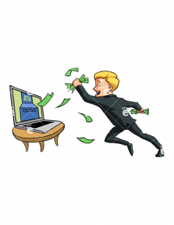 Man Catching Money Coming Out Of His Computer Vector Clipart ...