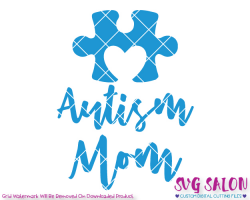 Autism Mom Puzzle Piece Heart SVG Cut File Set for Custom Shirts