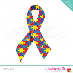 Autism Awareness Ribbon Cute Digital Clipart, Autism Awareness Clip ...