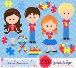 INSTANT DOWNLOAD Autism Clipart or austim awareness clip art