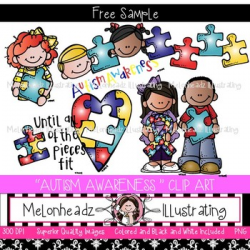 Autism Awareness clip art - Freebie - Combo Pack- by Melonheadz by ...
