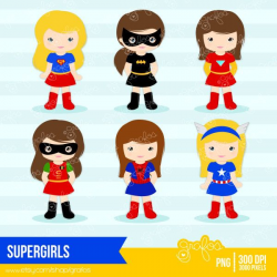 SUPERGIRLS Digital Clipart Superhero Clipart Girls by grafos, $5.00 ...