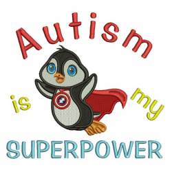 Autism is My Superpower Cute Penguin Superhero Wearing a Cape Filled ...