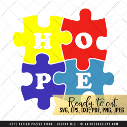 Autism Hope Puzzle Piece – SVG, DXF, EPS, Digital Cutting File ...