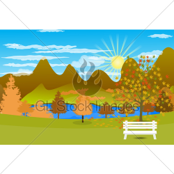 Autumn Landscape Background With Lake And Mountain · GL Stock Images