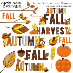 Cupcake Cutiees: Autumn Word art Clip art and Design