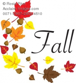 Clip Art Illustration Of The Word Fall With Leaves Around It