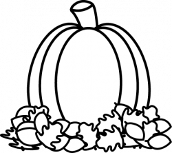 Black and White Pumpkin in Autumn Leaves Clip Art - Black and White ...