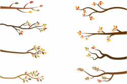 Fall branches clip art, Autumn tree branch clipart set