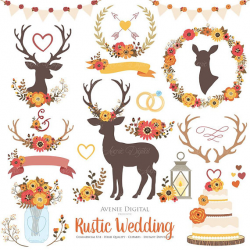 Fall Rustic Wedding Clipart Scrapbook Clip Art Autumn Deer