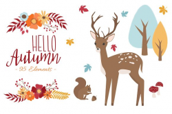Hello Autumn Clipart Set ~ Illustrations ~ Creative Market