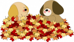 Dogs Playing in Leaves Clip Art - Dogs Playing in Leaves Image