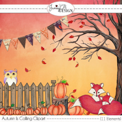 Fall Clipart, Autumn Graphics, Fox Art, Owl Graphics, Autumn Tree ...