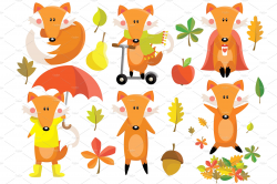Fox Autumn Clipart Set ~ Illustrations ~ Creative Market