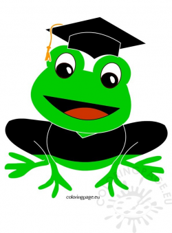 Frog graduation clip art | Coloring Page