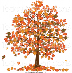 Clipart of a Fall Tree with Vibrantly Colored Orange and Yellow ...