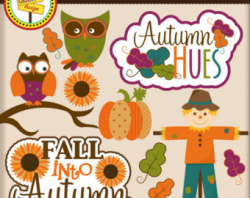 Autumn Owl Clip Art Owls Scrapbook Kit Instant Download