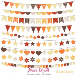 Autumn Bunting Banner Clipart. Scrapbook printable, Vector banners ...