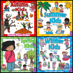 Seasons Clip Art BUNDLE | Clipart Kids for Summer, Autumn, Winter ...