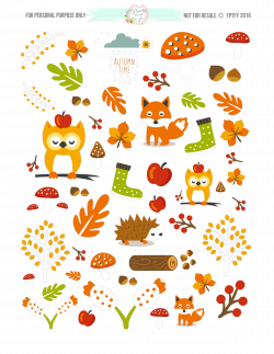 Free Cute Autumn Animal Clip Art and Planner Stickers! - Free Pretty ...