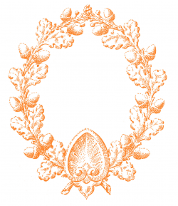 Vintage Fall Clip Art - Oak Leaf and Acorn Wreath - The Graphics Fairy