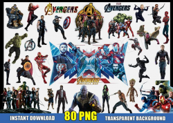 The Avengers Clipart (80 PNG Images) Disney Marvel Movie Infinity War  Digital Logo Files Thanos Hulk Thor Groot Birthday Party Printable DIY