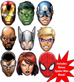 19 best Marvel The Avengers Super Hero Card Party Face Masks! images ...